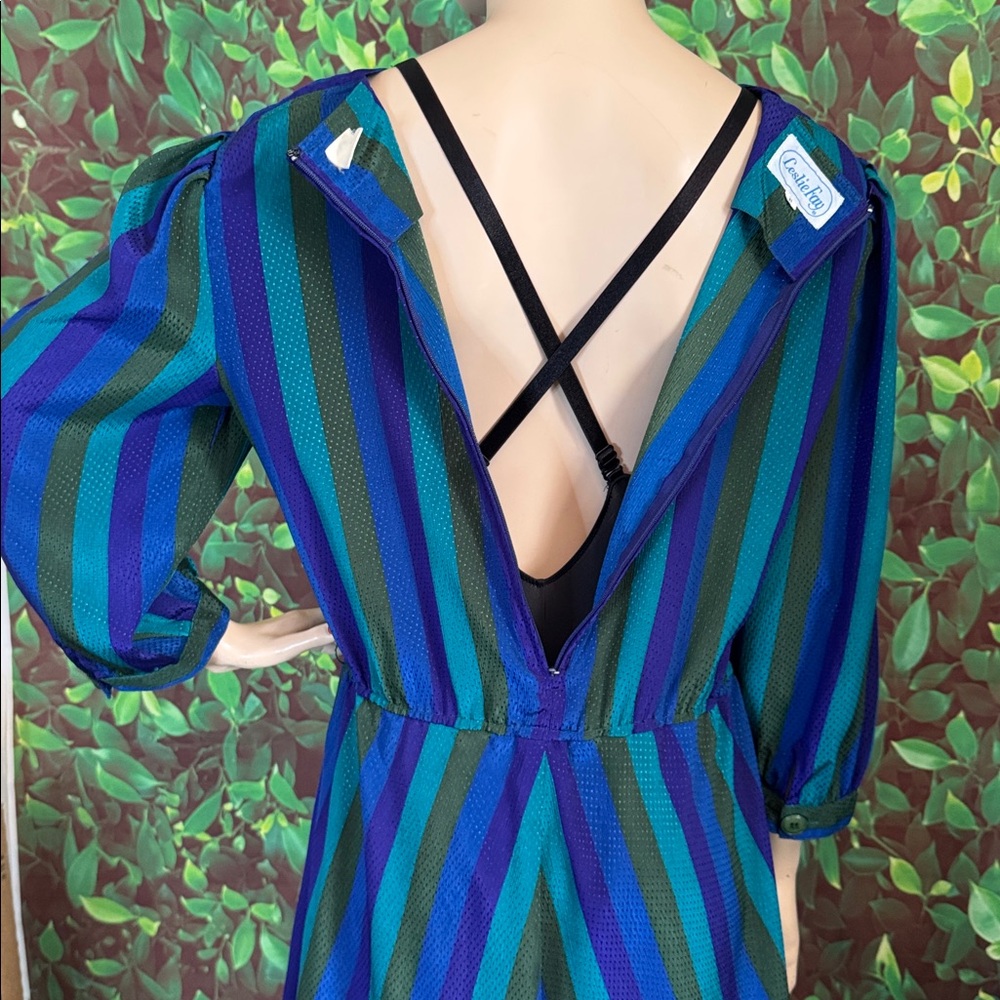 Vintage Leslie Fay Metallic Stripe Dress - Picture 16 of 17